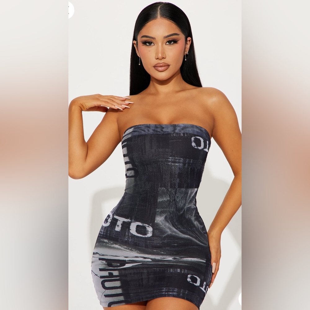 Elegant Black Strapless Dress XL